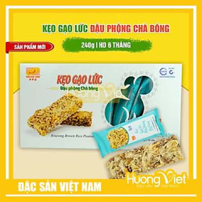 Thanh gạo lứt chà bông Tân Huê Viên 240g, kẹo gạo lức đậu phộng chà bông (12 thanh x 20g)