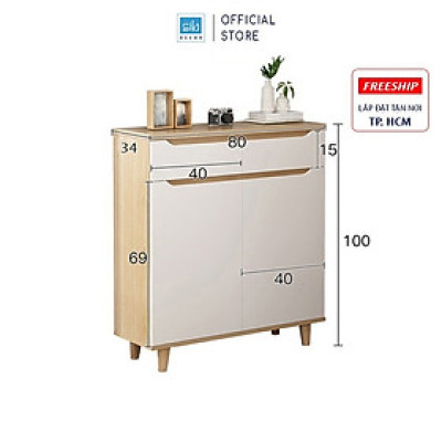 Tủ Gỗ Để Giày Thiết Kế Hiện Đại Với Hệ Chân Gỗ Tự Nhiên Thương Hiệu SIB Decor TG07