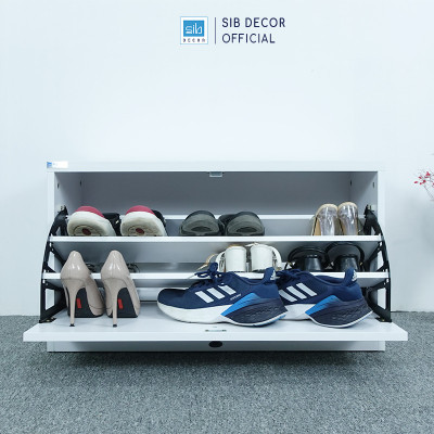 Tủ Giày Thông Minh Với 3 Ngăn Để Giày Bản Lề Xoay, Lắp Ráp Sẵn SIB Decor TG01