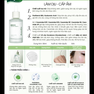Serum cấp ẩm và làm dịu chiết xuất tinh chất rau má Kava Kaka Calming Anodin 50ml