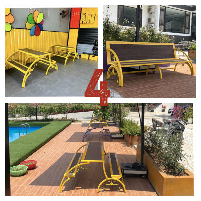 Ghế sân vườn thông minh Tundo mở thành bàn ghế đôi.