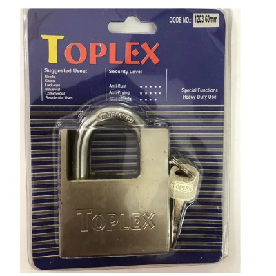 Ổ khóa TOPLEX 1203 60mm an toàn, chống cắt, chống chìa giả, chất liệu hợp kim thép, lõi hợp kim đồng.