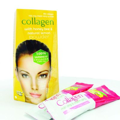 Thực Phẩm Bổ sung  Collagen Mật Ong Chanh Vàng Tự Nhiên OneLife (100% Bột collagen Cá Nhật Bản) – Hộp 7 gói x 20gr/gói
