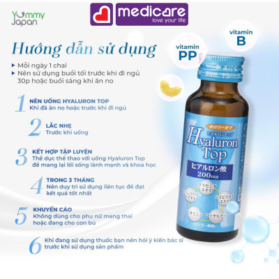 Nước uống SHINNIPPAI Hyaluron Top 200mg Giúp Dưỡng Ẩm và Làm Đẹp Da Hộp 10 lọ