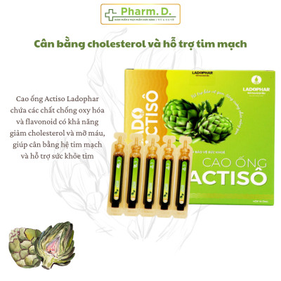 Cao ống Atiso không đường Ladophar Lado Actisô giải độc gan thanh lọc cơ thể - Hộp 10 ống x 10ml
