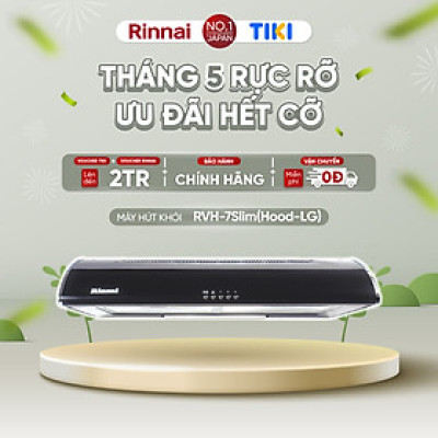 Máy hút mùi 70cm Rinnai RVH-7Slim(Hood-LG) than hoạt tính và ống thoát 380W - Hàng chính hãng.