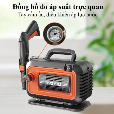 Máy rửa xe áp lực cao ABG yili YLQ4280G-Plus rửa xe cao áp công suất lớn 1800W có đồng hồ đo áp suất, máy rửa xe gia đình, công nghiệp, thiết kế nhỏ gọn - Hàng chính hãng