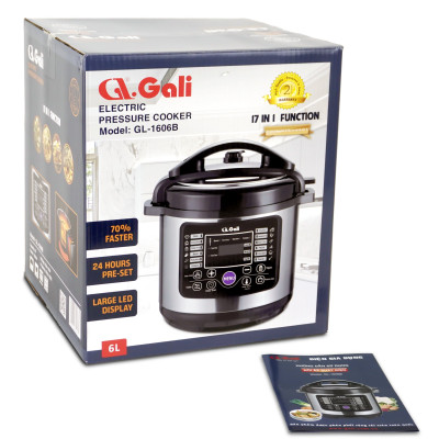 Nồi Áp Suất Điện Gali GL-1606B. Dung tích 6L, nồi đa năng 12 chức năng nấu. Thiết kế hiện đại, nhỏ gọn. Hàng chính hãng bảo hành 24 tháng.