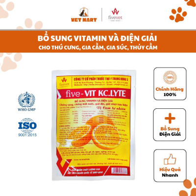 BỔ SUNG VITAMIN VÀ ĐIỆN GIẢI chống mất nước, giải độc, giải nhiệt hữu hiệu cho vật nuôi - Five Vit Lyte.KC
