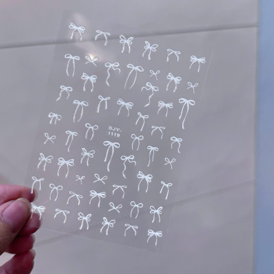 Sticker 3D Nơ Nổi Dài Ngắn Đen Trắng SJY1119 Làm Nail Siêu Xinh, Hình Dán Móng Nơ Ruy Băng Mix Kiểu Phong Cách Điệu Đà Đẹp Mắt Và Tinh Tế