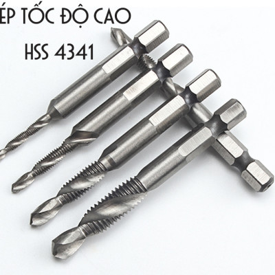 Bộ 6 Mũi Khoan Taro HSS 4341 Tạo Ren Cao Cấp, giúp tiết kiệm thời gian thi công, tiết kiệm chi phí siêu tiện lợi. M3, M4, M5, M6, M8, M10 