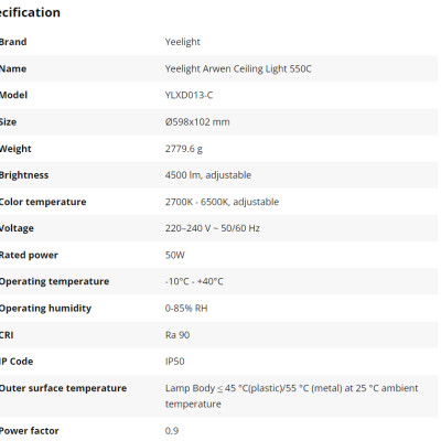 Đèn ốp trần Yeelight Arwen C-Series 450C/550C LED RGB hắt trần thông minh điều khiển bằng App - Hàng Chính Hãng
