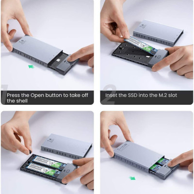 Ugreen UG70534CM299TK usb type c 3.1 gen2 hộp đựng 2 ổ cứng ssd M.2 B-KEY SATA - NGFF Raid 6Gbps - HÀNG CHÍNH HÃNG