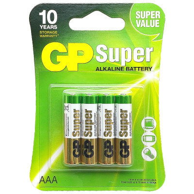 Vỉ 4 Pin Đũa GP Super Alkaline Battery AAA 1.5V - GP 24A-2U4