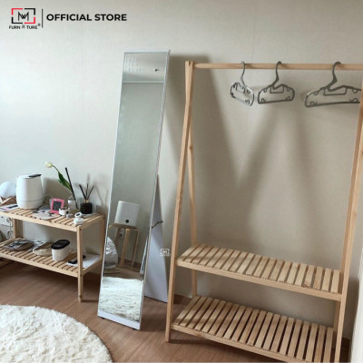 KỆ TREO QUẦN ÁO 2 TÂNG GỖ LẮP RÁP