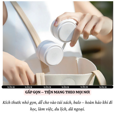 Quạt đeo cổ turbo siêu mát không cánh Pin 1600 mAh hiệu WIWU Twins Wi-FS014 -hạn chế tiếng ồn, siêu nhẹ, đeo êm, công thái học, tích điện sạc, mini cầm tay - hàng nhập khẩu