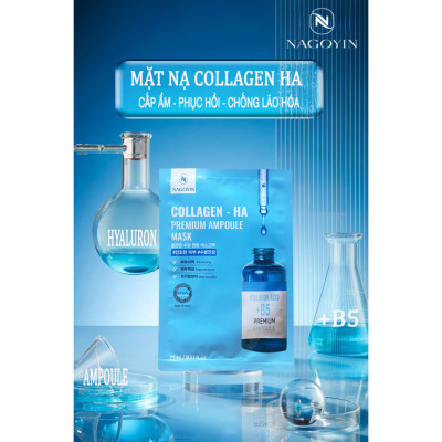 Hộp 10 mặt nạ B5 Collagen phục hồi da, cấp ẩm sâu, chống lão hóa - HA Premium Ampoule Mask Hàn Quốc