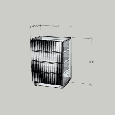 HAPPY FURNITURE , Tủ lưu trữ 4 ngăn kéo - NAMI, THK_240 , 70cm x 45cm x 98cm DxRxC