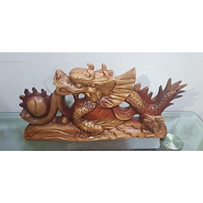 Tượng Gỗ Mỹ Nghệ Chạm Rồng lửa Gỗ Size Dài 50cm x Cao 22cm x dầy 6cm Anh Chị trưng bàn trang trí nhà cửa Màu Vàng đỏ nhẹ sáng đẹp ạ