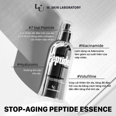 Tinh chất Peptide W.Skin Laboratory giảm nhăn, căng bóng da STOP-AGING PEPTIDE ESSENCE (100ml) {có tem phụ nhập khẩu chính ngạch}