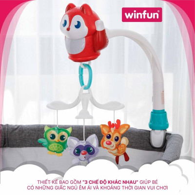 Đồ chơi treo nôi cũi, xe đẩy 3 trong 1 tự động xoay và phát nhạc ru ngủ cho bé từ 0 tháng tuổi Winfun 720015