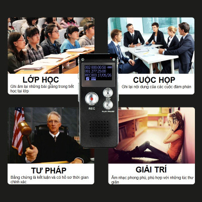 SOAIY Máy ghi âm stereo chuyên dụng AK-012 8GB - Hàng Nhập Khẩu