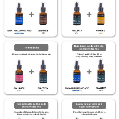 Bộ quà tặng MSE100 tinh chất phục hồi trẻ hóa da NMN+HY 30ml + MSE100 tinh chất nhau thai tái sinh Placenta 30ml - Mōly Beauty