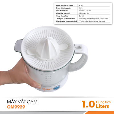 Máy vắt cam Comet CM9929 – Dung tích 1L, công suất 40W, xoay 2 chiều – Vắt cam nhanh, không kẹt hạt – Hàng chính hãng - Bảo hành 12 tháng 