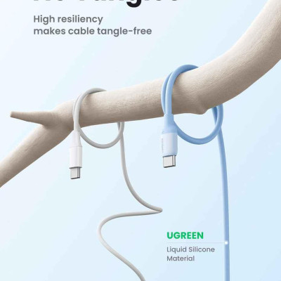 Ugreen UG15281US563TK 60W 2M hỗ trợ QC4.0 3A Cáp sạc nhanh - truyền dữ liệu 2 đầu USB-C c-c dây nhựa Màu Xanh - HÀNG CHÍNH HÃNG