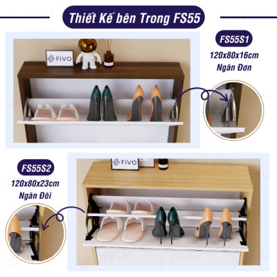 Tủ Giày Gỗ Cánh Lật Thông Minh FIVO FS55 Gỗ Chống Ẩm, Tiết Kiệm Không Gian, Sức Chứa Lớn, Dễ Dàng Lắp Đặt