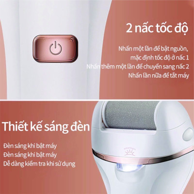 Chà Gót Chân, Máy Mài Gót Chân Tẩy Tế Bào Chết Sạc Điện 2 Tốc Độ + Tặng Bộ Dụng Cụ Chà Gót Chân 10 Món Cao Cấp Chính Hãng