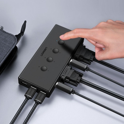 Bộ chuyển tín hiệu 2 CPU dùng 1 màn hình KVM Switch USB Ugreen 50280 - Hàng Chính Hãng