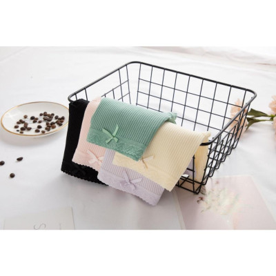 Quần Lót Cotton Nữ Kháng Khuẩn Gân Tăm Viền Ren Đính Nơ Nhỏ Nữ Tính Sexy ( mã WL74)