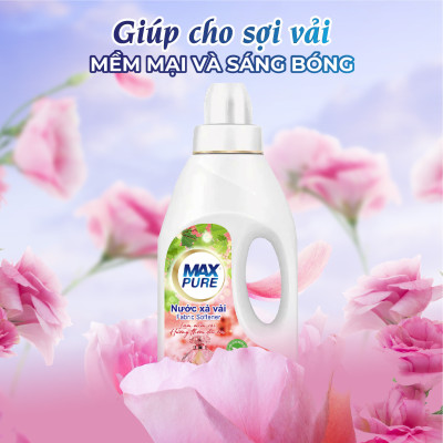 Chai nước xả vải Maxpure Hương Coco 2L - TẶNG 2 vỉ viên treo bồn cầu Evershine