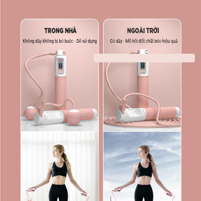 Dây Nhảy Thể Thao Lõi Thép Cao Cấp Besti Tự Động Đếm Số, Tích Hợp Đo Calo, Quãng Đường, Độ Dài Dây Tùy Chỉnh - Kèm Bóng Xoay Và Tạ Điều Chỉnh Khối Lượng - Hàng Chính Hãng