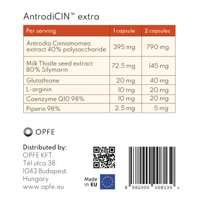 Thực phẩm BVSK OPFE AntrodiCIN extra capsules (30 viên) Hungary (Nấm Ngưu Chương Chi) Made in EU, 100% Thảo dược tự nhiên