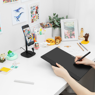 Bảng Vẽ Điện Tử XP-Pen Deco Fun L 10X6.27 inch Android Hỗ Trợ Cảm ứng Nghiêng kèm Bút Vẽ Không Sạc P01 - Hàng Chính Hãng - Red