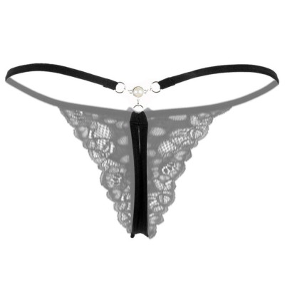 Quần lót ren lọt khe nữ athena ren phối nơ - Đen