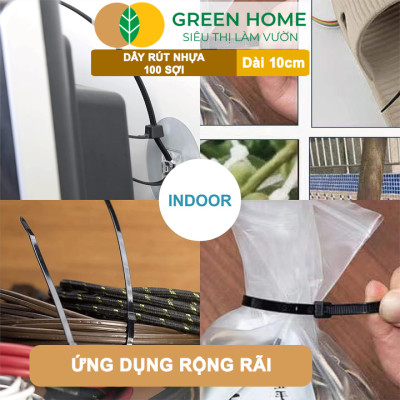Dây rút nhựa, D10cm, bao 100 sợi, màu đen, siêu bền, dẻo, làm giàn, đỡ trái, cố định hàng rào, dây cáp điện |Greenhome