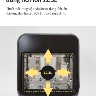 Lò nướng chân không kết hợp chức năng hấp Lock&Lock EJF693GRY Steam Air Fryer Oven (12.5 Lít) - Hàng chính hãng