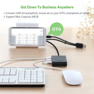 Ugreen UG20237CR101TK 1M màu đen hub USB 2.0 đa năng cho pc có thêm chức năng OTG cổng micro cho android - HÀNG CHÍNH HÃNG