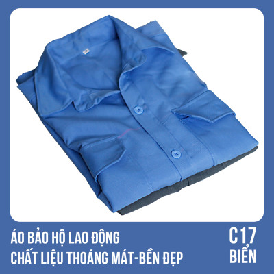 Áo bảo hộ lao động, chất liệu thoáng mát, bền đẹp - Mã C17 (BIỂN)