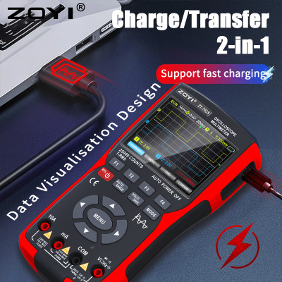 Đồng hồ đo điện vạn năng kỹ thuật số Zoyi ZT-703S 3 trong 1, tích hợp đo sóng hai kênh 50 mhz, lưu trữ dữ liệu dạng sóng, máy phát tín hiệu dao động kép, băng thông 280ms, tốc độ pc - Hàng Chính Hãng