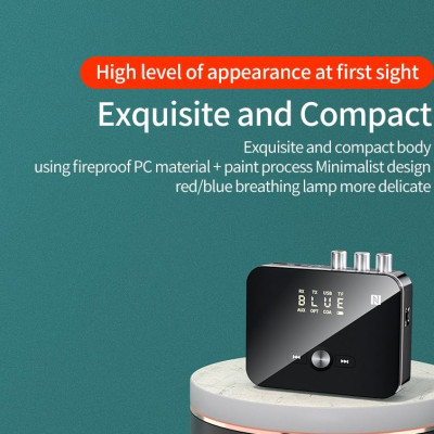 ROGTZ - Bộ Thu Phát Bluetooth Đa Năng M8 NFC, Chip AC6951C, Bluetooth 5.0, Màn Hình LED, Pin Lithium-ion 3.7V/500mAh, 8h, Phạm vi truyền 10m, Kết nối  AUX 3.5mm/RCA kép/Coaxial/Optical, Màn LCD, Hỗ Trợ Nhiều Giao Diện - Hàng Chính Hãng