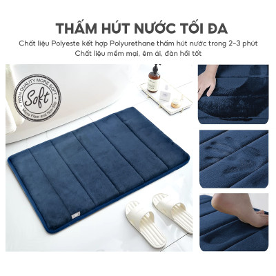 Thảm lau chân Lebenlang LBL8181 thấm hút nước đế cao su chống trơn trượt phòng tắm - hàng chính hãng