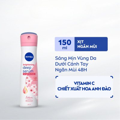 Xịt Ngăn Mùi NIVEA Serum Trắng Mịn Hương Hoa Anh Đào (150 ml) - 85308