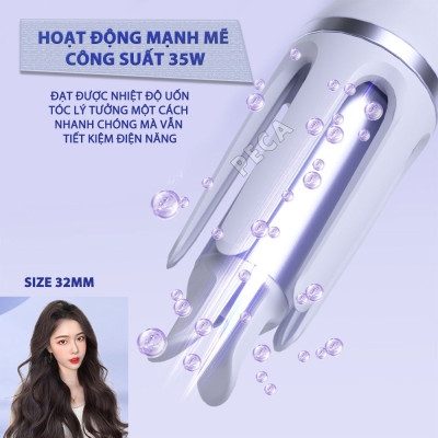 Máy uốn tóc xoay tự động Kemei KM-2063 điều chỉnh 12 mức nhiệt độ phù hợp với mọi loại tóc - Hàng chính hãng