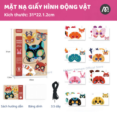 Đồ chơi DIY cho bé gái mặt nạ hóa trang động vật  Mideer 3D Animal Paper Masks