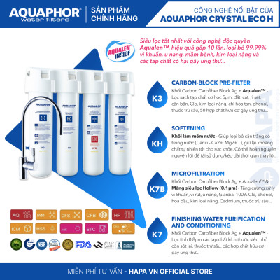 Máy Lọc Nước AQUAPHOR CRYSTAL ECO H Chuẩn Nước Khoáng Uống Trực Tiếp, Công Nghệ NANO Aqualen Độc Quyền, Máy Lọc Nước Không Điện - Nhập Khẩu Châu Âu, Hàng Chính Hãng