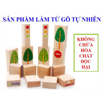 Đồ chơi xếp hình mô hình thành phố 62 chi tiết bằng gỗ